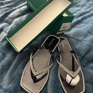 Lauren Lorraine Black Rhinestone Sandals